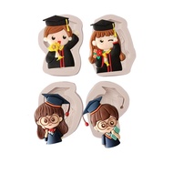 Bachelor's Degree Doctor Boy Girl Cake Mold Chocolate Decoration Silicone Mould Baking Tool