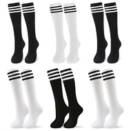 LZD 6คู่ถุงเท้าฟุตบอลสำหรับสาวเข่าสูงถุงเท้า-สีขาวถุงเท้าฟุตบอลเยาวชนอุปกรณ์ฟุตบอลถุงเท้ายาวสำหรับเด็กถุงเท้าสีดำสำหรับเด็ก8-10ปี-ฟุตบอลการฝึกอบรมกีฬาสาวฟุตบอลถุงเท้าสำหรับเด็ก