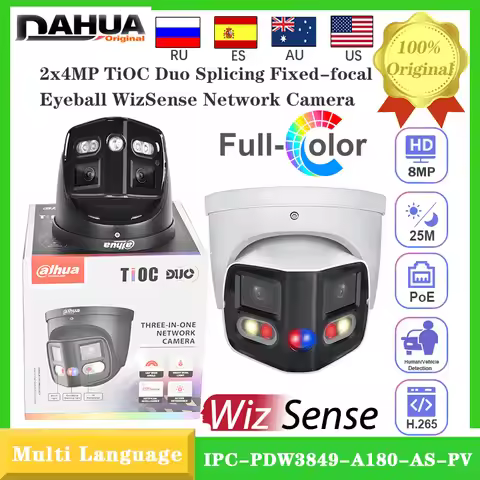 Original Dahua 4K 8MP Full Color IPC-PDW3849-A180-AS-PV IP Camera 2x4MP Lens Max EPTZ SMD 4.0 IP67 B