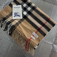 「員購特價」經典全新BURBERRY ［專櫃價19500］羊絨格紋圍巾 博柏利克什米爾圍巾