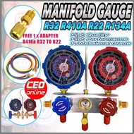 CEO 🇲🇾 [ FREE ADAPTER ] Manifold Gauge R32 R410a R22 R134a GAS METER Set Air Cond Refrigerant Air Co