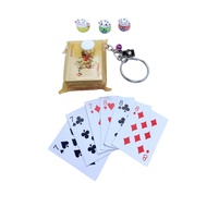 3in1 keychain with bell + 1 super cute 52-card mini Poker deck figure 4×3cm in a easy-to-travel bag 