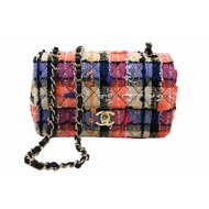 Authentic Chanel Multicolor Tweed Quilted Classic Mini Rectangular Flap