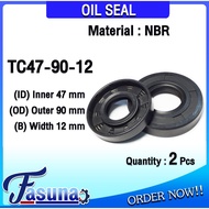 Oil Seal TC47-90-12 Rubber TC (NBR) Inner Hole 47 Outer Diameter 90 Thickness 12 Mm TC47x90x12 Mm.