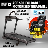 Twin H ACE601 Motorised foldable treadmill 4 LCD Screen Multimedia Home Gym Professional Commercial