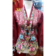 Kebaya Nyonya Lace Sulam Full Glitters/Authentic Kebaya Baba Nyonya Lace with BUTTONS(Free Lace Inne