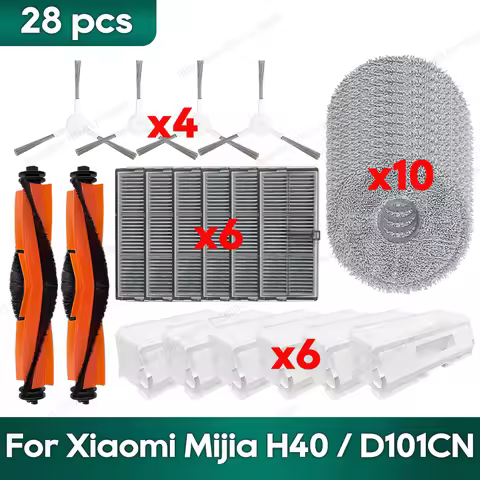 Compatible for Xiaomi Mijia H40 / D101CN Accessories Main Side Brush Hepa Filter Wipe Cloths Dust Ba