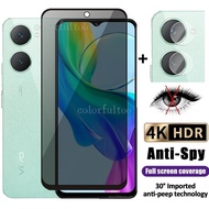 2in1 Privacy Tempered Glass For Vivo Y03 Y 03 Y02 Y02T Y02A VivoY03 4G 2024 9H Full Cover Anti Spy P