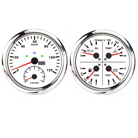 ELING 2 Gauge Set 110mm 4in1 Multifunctional Gauge 0-120MPH 0-200km/h GPS Speedometer with 8000RPM T