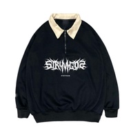 Rugby Jacket Halfzip Black Metal Stryvigor | Vintage Rugby Sweater Men's Sweater Premium DistroWanit