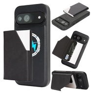 Business PU Leather Magnetic Card Holder Case For Google 9 Pro XL Pixel 9a Pixel 8 Pixel 8 Pro Pixel