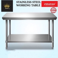 2 Tier Stainless Steel Kitchen Working Table Storage Rack Heavy Duty Cooking Table