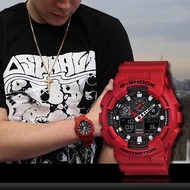 Casio G-Shock นาฬิกาข้อมือผู้ชาย สีแดง สายเรซิ่น รุ่น GA-100B-4A
