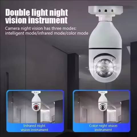 4G WiFi IP Camera E27 Bulb Cam 3MP Wireless Baby Monitor AI Tracking Security Video Surveillance Pet