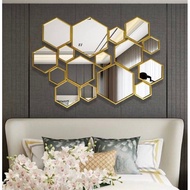 Best Seller✅Hexagon 6segi Cermin Hiasan Dinding Mirror Wall Home Decor Ready Stock🔥