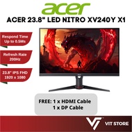ACER Monitor - 23.8" LED NITRO XV240Y X1 IPS 1920x1080 200Hz 0.5ms 2 HDMI DP Speaker 3Y Gaming