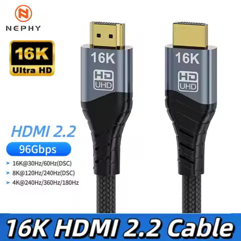 16K 96Gbps Ultra High Speed HDMI 2.2 Cable 16K@60Hz 8K@240Hz 4K@480Hz for PC Laptop, HDTV, Gaming Mo