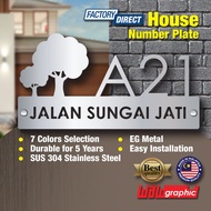 House Number Plate Nombor Rumah 门牌 Stainless Steel 304 白钢门牌 X111