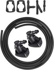 Boxonly 2pcs Windshield Washer Nozzle Kit – Includes 3m Fluid Hose, 3 Connectors, Compatible with Fo