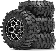 REDSPIDER Metal 1.9'' Beadlock Wheels and Crawler Tires OD 88MM/3.46'' (4PCS) for 1/12 RC Crawler MJ