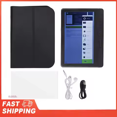 E Reader 7in Color LCD 16:9 Screen HD 800x480 380MHz Black Protective Case Portable E Reader for EPU