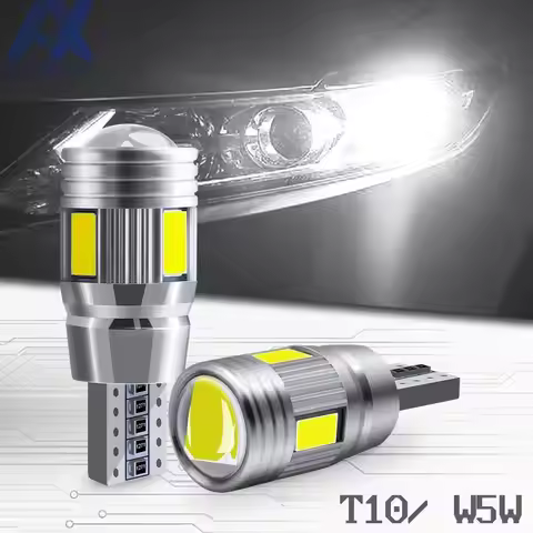 2x Car 5W5 LED Bulb T10 W5W LED Signal Light 12V 6000K Auto Claerance Wedge Side Reverse Lamps 5630 