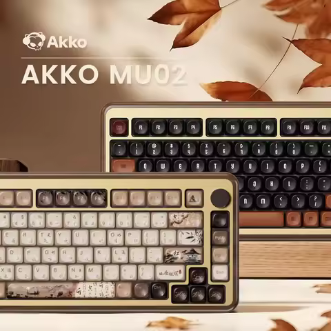 Akko MU02 75% Mountain Seclusion Wooden Mechanical Keyboard RGB Hot-swappable BT5.0/2.4G Wireless & 