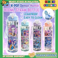 800ml Straw Bottle Botol Air huntrix kpop demon hunter zoey mira rumi water button lock kids kanak m