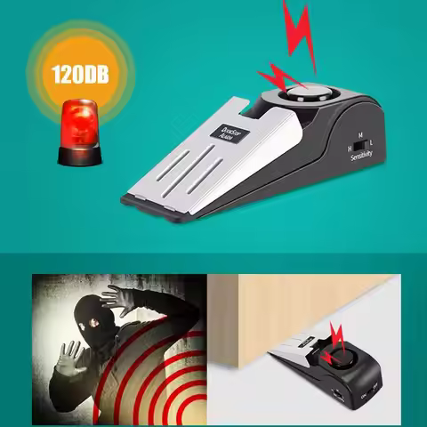 Door Stop Alarm Wedge Shaped Stop System for Home Alarm Lock System Mini Wireless Vibration Activate