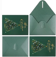 25 Pack 4 X6 Green Christmas Envelopes with 25 Pack Christmas Cards and 1 Pack Gold Glitter Pen, A4 