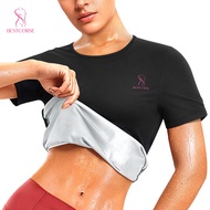 【BESTCORSE】Silver Heated Sauna Suit For Weight Loss Exercise Plus Size Workout Clothes Woman Thermal