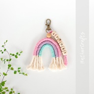🦄HathorCrafts handmade boho macrame rainbow keychain with alphabets🦄