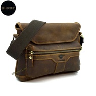 Rush Rider Full Grain Cow Leather Sling Bag Men Shoulder CrossBody Bag