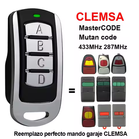 Garage Door Remote Control Compatible With CLEMSA MASTERCODE MV1 MV12 MV123V 433MHz