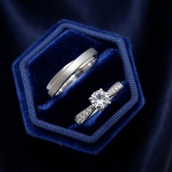 SAN950 White Gold Couple Wedding Ring C5132 Handmade Elegant | Free Box + Name Engraved