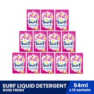 SURF Liquid Detergent Rose Fresh 64ml x 12 sachets, laundry powder, fabric conditioner, fabcon, clea