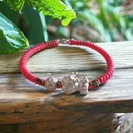 招財貔貅   925純銀手鍊 蠶絲蠟線幸運繩