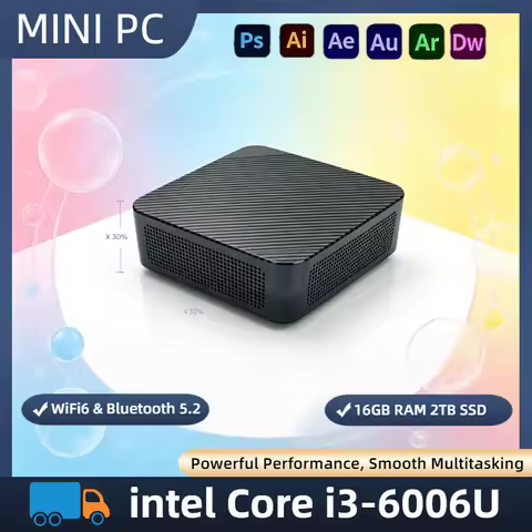 Intel i3-6006U Desktop PC 16GB RAM 512GB M.2 SSD Triple 4K Output WiFi6 BT5.2 Silent Cooling Home Of