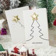 3D Star Leather Sticker Christmas Tree Greeting Card Gift Cards With Envelope Merry Christmas