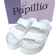Papillio BIRKENSTOCK x BEAMS聯名款 ARIZONA 厚底涼鞋，37 號（24 公分），全白，窄版。 [二手][Papillio BIRKENSTOCK × BEAMS]