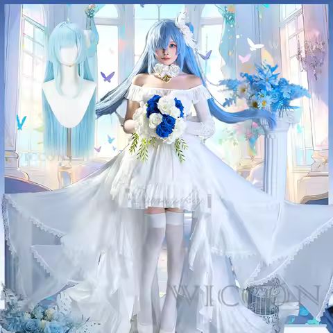 Azur Lane HMS Janus New Skin Cosplay Costume White Wedding Dress Wig Headwear Choker Full Set Access
