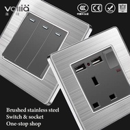 VOLLIA 13amp Wall Key Switches Panel for Lighting 220V 1/2/3/4 Gang 1/2 Way Electrical Modern Gray S