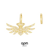 APM Monaco yellow gold thunderbird asymmetric earrings women retro earrings exquisite earrings