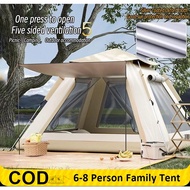 6/8/10 Person Family Tent For Camping Fully Automatic Foldable Double Layer Waterproof Outdoor Tent