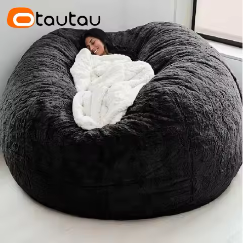 OTAUTAU 5ft Giant Fluffy Faux Bunny Fur Bean Bag Cover Winter Christmas Pouf Cover DD003【No Filler!N