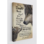 Wolf Meaning Quotes To My Daughter Wall Art Canvas Inspirational Saying Themed X4 Inch Prints Decor 