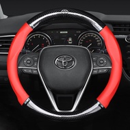 Toyota Carbon Fiber Steering Wheel Cover Penutup Stereng Vios Altis Avanza Vellfire Innova Hilux  wi