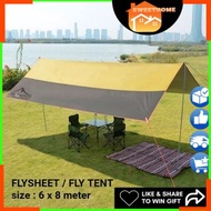 EcoSport 6x8 / 4.4x6 Meter Big Waterproof Flysheet Coffee Big Tarp Canopy Camping Camp Tent Khemah Kemah Shelter