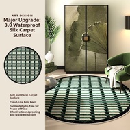 QINGGENGNONG | Vintage Luxe Green Checked Living Room Carpet Waterproof