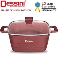 DESSINI ITALY WPB-32 Granite Die Cast Aluminium Non Stick Casserole Pot Bowl Deep Fry Pan Cookware T